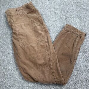 Banana Republic Women's Tan Slim Corduroy Pants Ankle Zip Joggers Cords Size 8